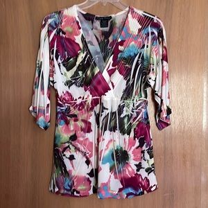 Simply Irresistible Floral Flowing Short Sleeve Pullover Blouse